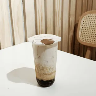 Jasmine milk tea with boba &amp; oat milk