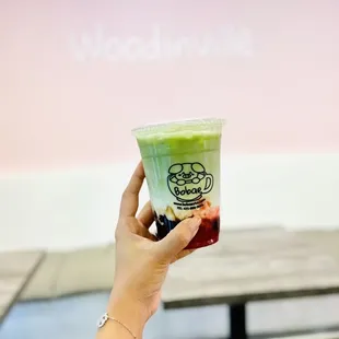 Red, white and matcha with strawberry and matcha.