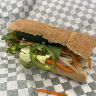 Pork roll banh mi sandwich