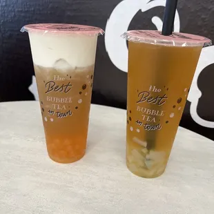 Pineapple fruit tea and Macchiato peach with cream cheese foam