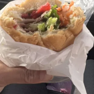 Banh Mi. No pate and extra pepper. The peppers had a good kick to it, which I wanted. Not disappointed at all.