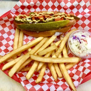 SUPERFECTA: Chicago style hotdog and fries!  Only $4.95