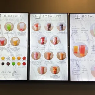 a variety of drinks on display