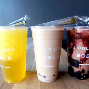 So yummy! Even the OG milk tea (middle) with no sugar was so good!