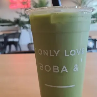 Thai green tea w boba