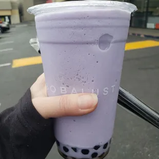 Blended taro with honey boba