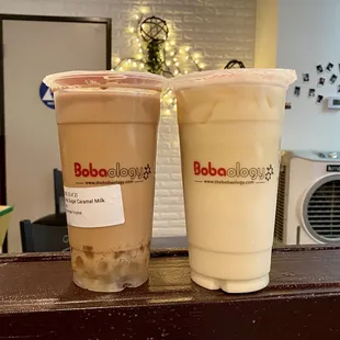 Black Sugar Caramel Milk Tea w/ agar boba &amp; Honey Jasmine Milk Tea ~ $4.95