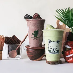 Chocolate Slush and Matcha Slush