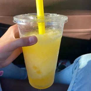 18. Peach Slush with peach popping Boba