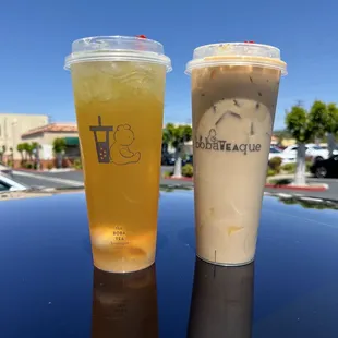 Lychee Green Tea and Coffee Milk Tea with pudding