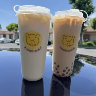 Jasmine Green Milk Tea and Coffee Milk Tea with boba