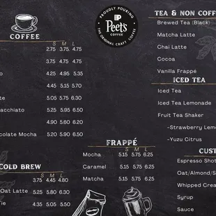 Coffee menu