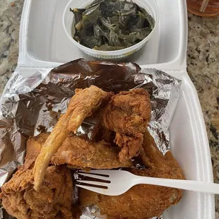 3 Jumbo Wings with Collard Greens