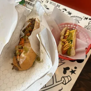 Large Italian Beef and Chicago style hot dog