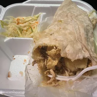 Curry Chicken Roti (boneless chicken &amp; inside roti)
