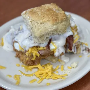 a biscuit sandwich on a plate