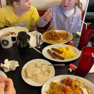 a family eating breakfast