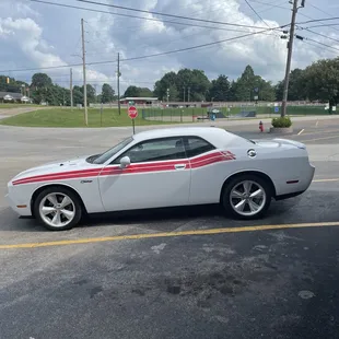 a car parked in a parking lot