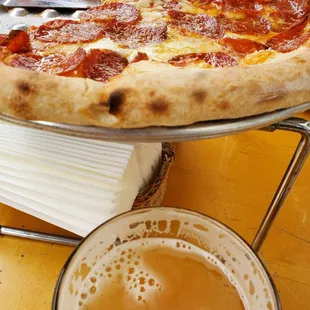 margherita pizza with pepperoni and pliny the elder