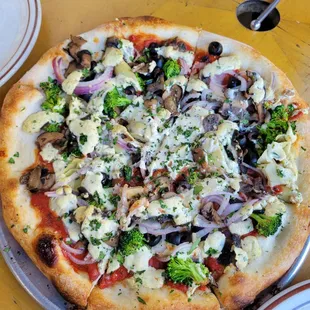 Veggie Pizza with vegan soy cheese