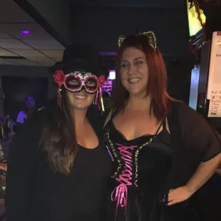 two women dressed in costumes