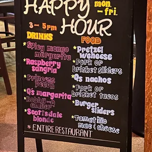 Happy hour menu!