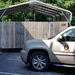 a car parked in a parking lot