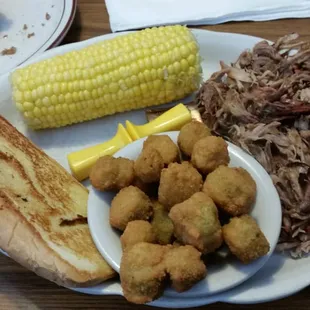 Pulled pork, okra, corn