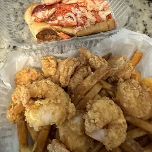 Fried Shrimp Basket and Connecticut Lobster Roll