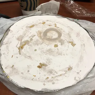 This the only plate I ordered no chips no salsa. Why is my lid covered in food stains with food material stuck to the outside of this lid.