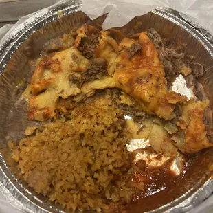 Ordered cheese enchiladas and got beef.  Totally dry, no sauce, gummy rice.  Rude staff.