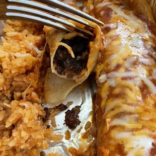 Burnt ground beef in Enchilada