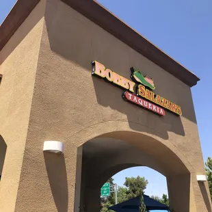 the entrance to the restaurant