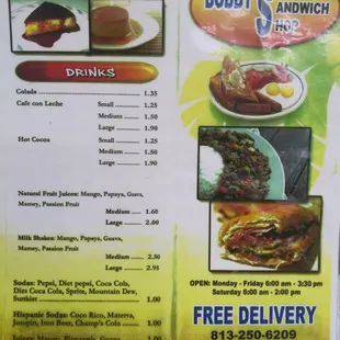 Dessert menu, drink menu, hours, contact info. Apparently.if.you get a car.wash next door you grt a free coffee.