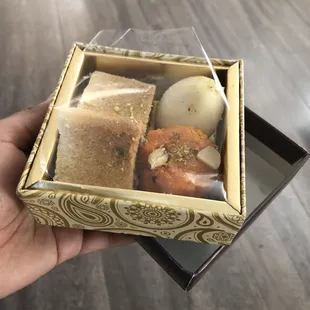 My desserts were beautifully packaged in this precious box. Great for gifting!