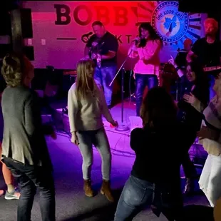 a group of people dancing