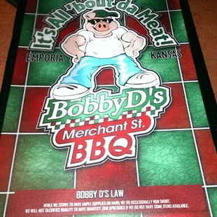 Menu cover.
