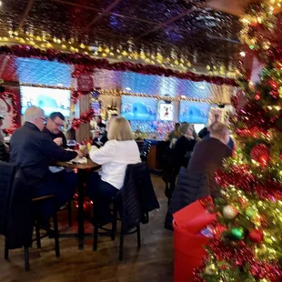 Main bar decorated for Christmas