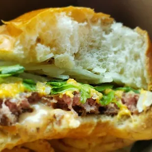 Cooked perfectly with American cheese, onions, lettuce and 1000 island dressing