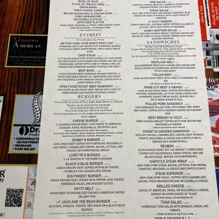 a menu on a table