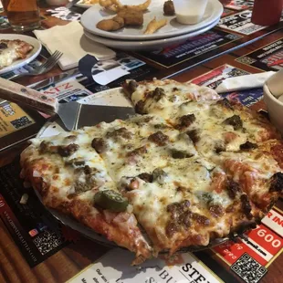 a pizza on a table