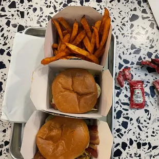 Burgers and fries
