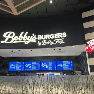 Bobby's sign inside food court area