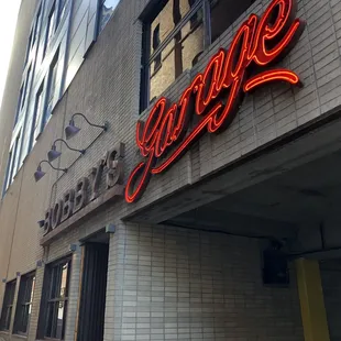neon sign on building