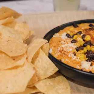 Chips and Elote Queso