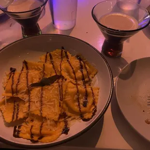 Butternut Ravioli Plate and espresso martini