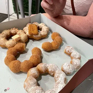 Top down, Strawberry - Biscotti (our favs) Churro (x2) Funnel cake (x2)