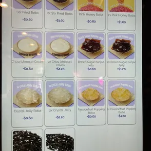 Choices of toppings