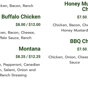 the price of the menu