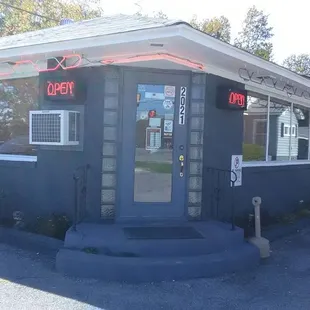 the front of the building